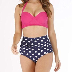 Retro Polka Dot High Waisted Bikini